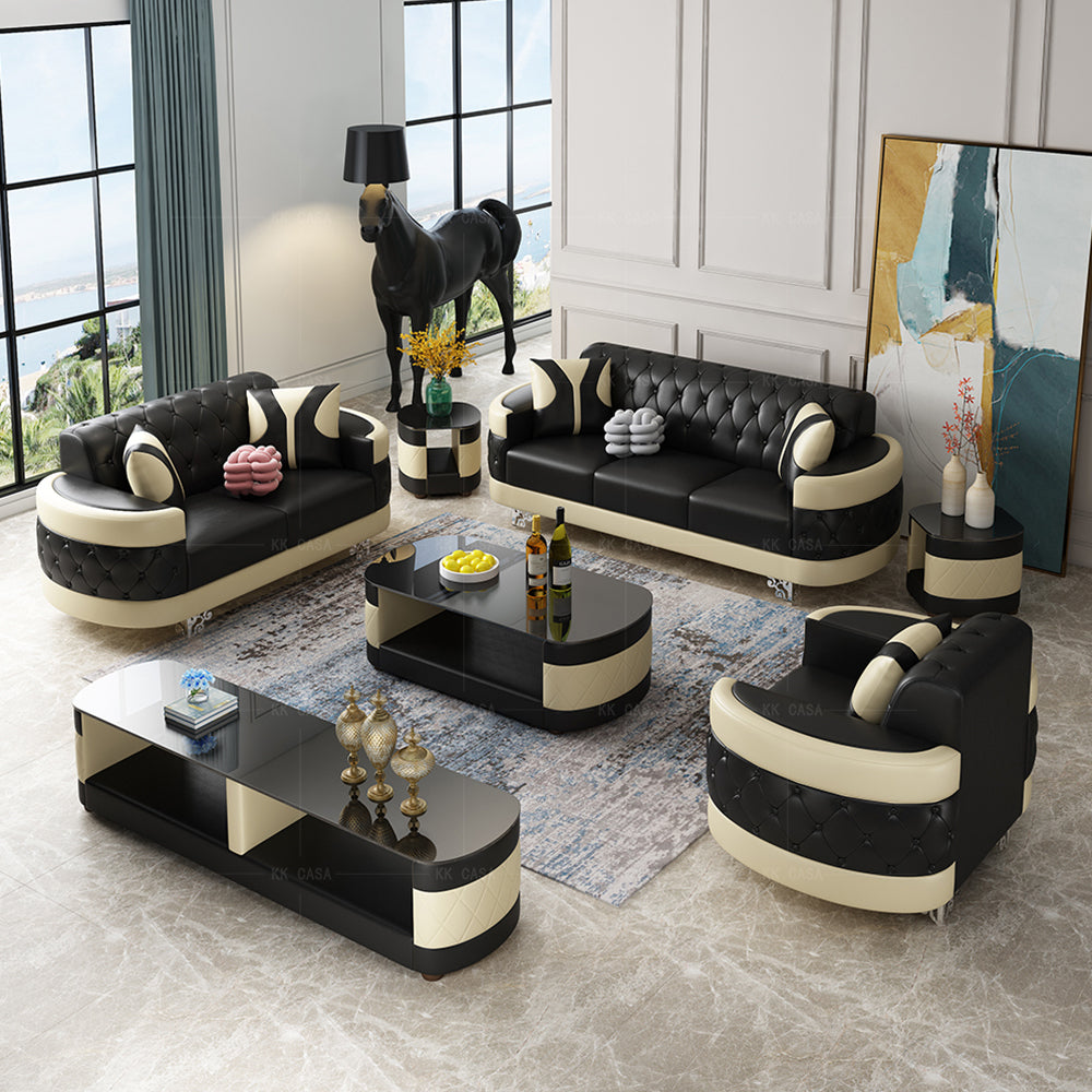3-Piece Living Room Leather Sofa Set / Ruchi