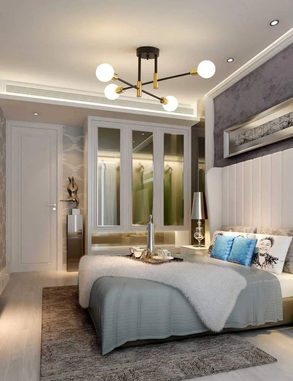 Black Semi Flush Mount Ceiling Lighting / Ruchi