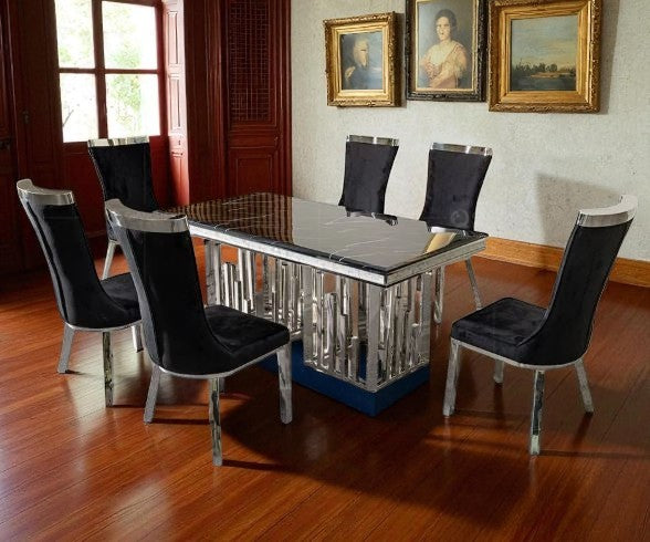 Shiny Marble Dining Table Set