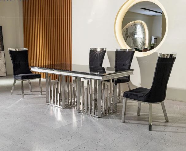 Shiny Marble Dining Table Set