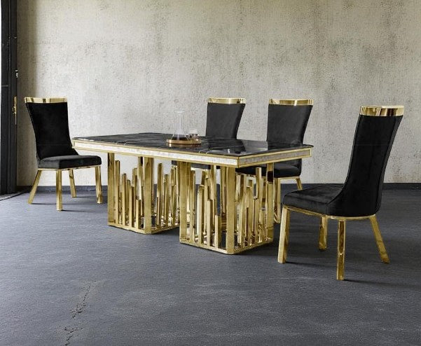 Shiny Marble Dining Table Set