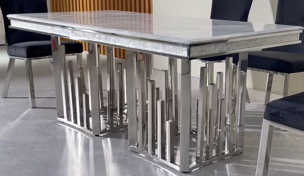 Shiny Marble Dining Table Set