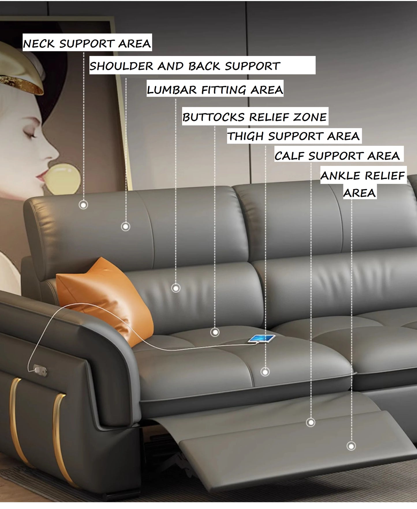 Leather Recliner Sectional Sofa