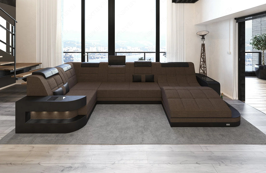 Glorious LED-Integrated Fabric Sectional Sofa