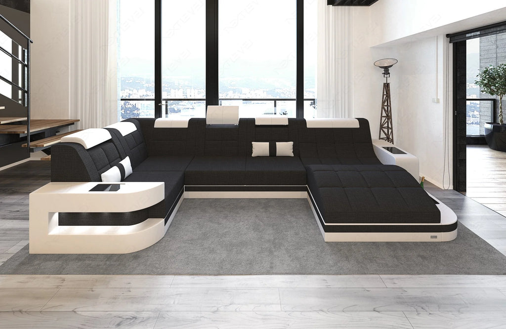 Glorious LED-Integrated Fabric Sectional Sofa / Ruchi