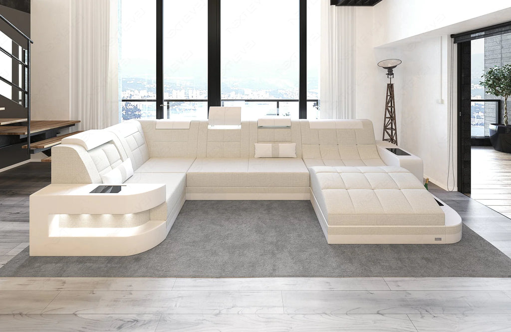 Glorious LED-Integrated Fabric Sectional Sofa