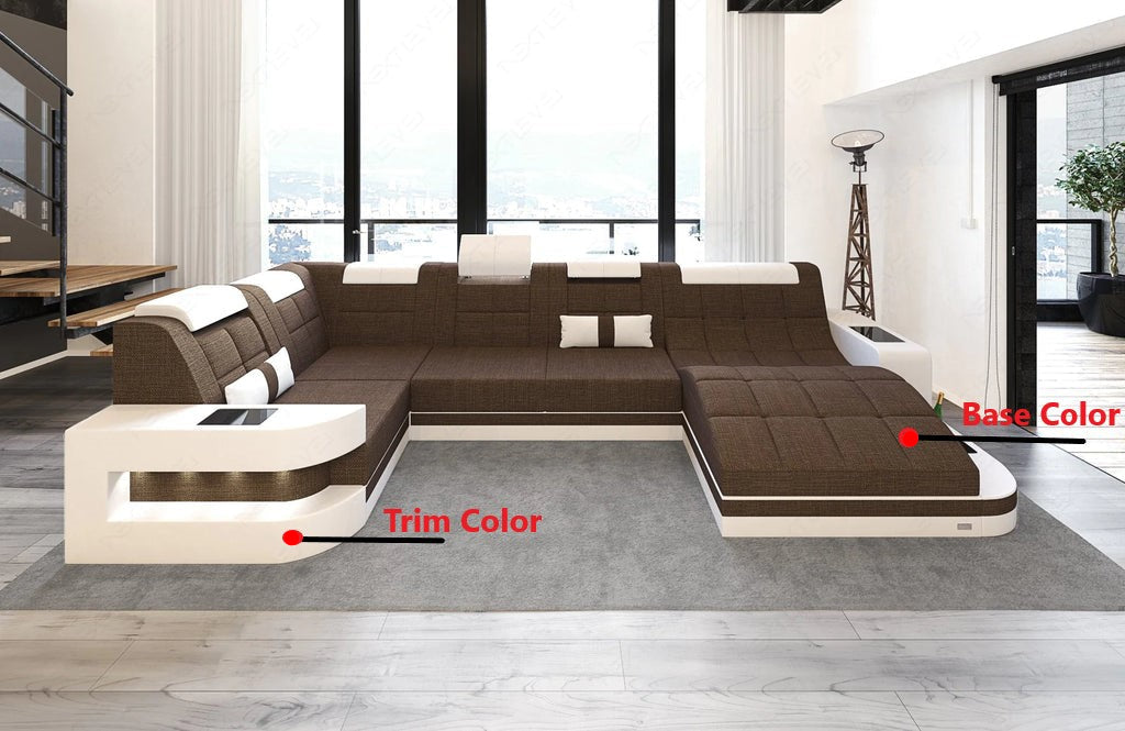 Glorious LED-Integrated Fabric Sectional Sofa