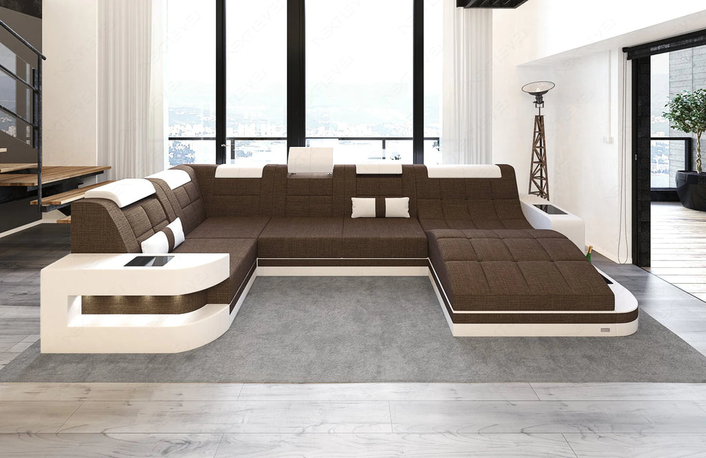 Glorious LED-Integrated Fabric Sectional Sofa