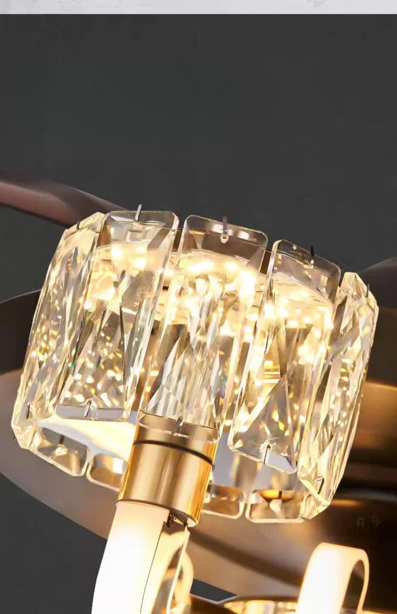 Remote Control LED Crystal Ceiling Fan Light / Ruchi