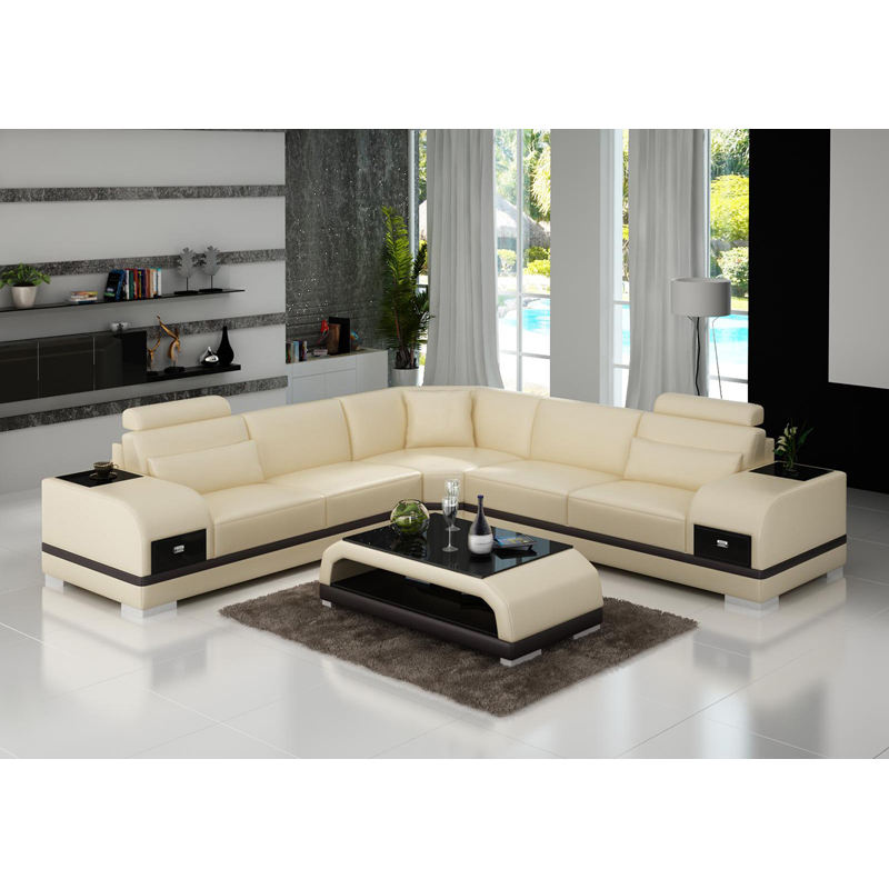 L-Shaped Leather Sectional Sofa With Storage / Ruchi