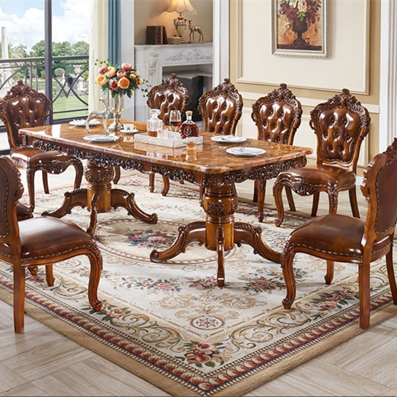 95 Inch Large European Marble Dining Table Set / Ruchi