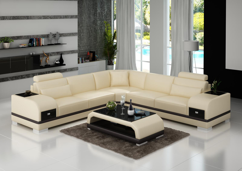 L-Shaped Leather Sectional Sofa With Storage / Ruchi