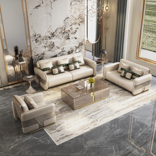 1-2-3 Living Room Leather Sofa Set / Ruchi