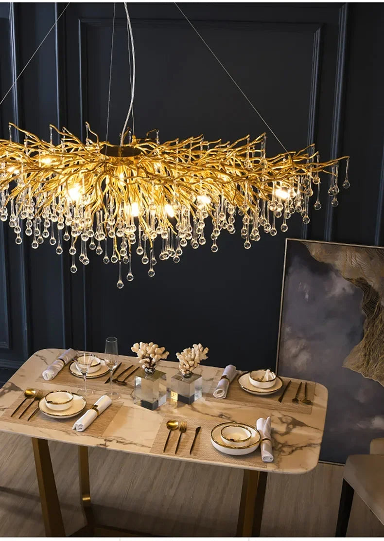 Modern Crystal LED Chandelier For Living Room / Ruchi