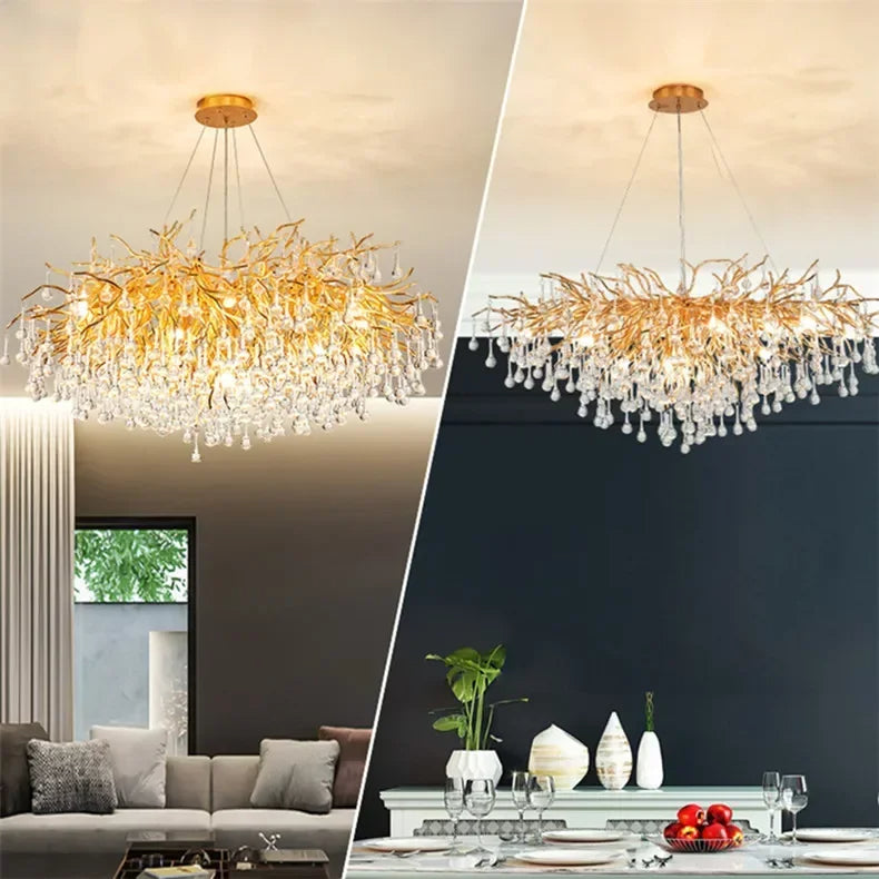 Modern Crystal LED Chandelier For Living Room / Ruchi