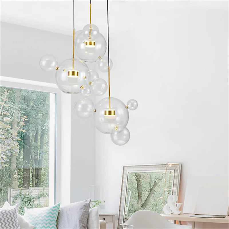 Clear Bubble LED Glass Pendant Lighting / Ruchi