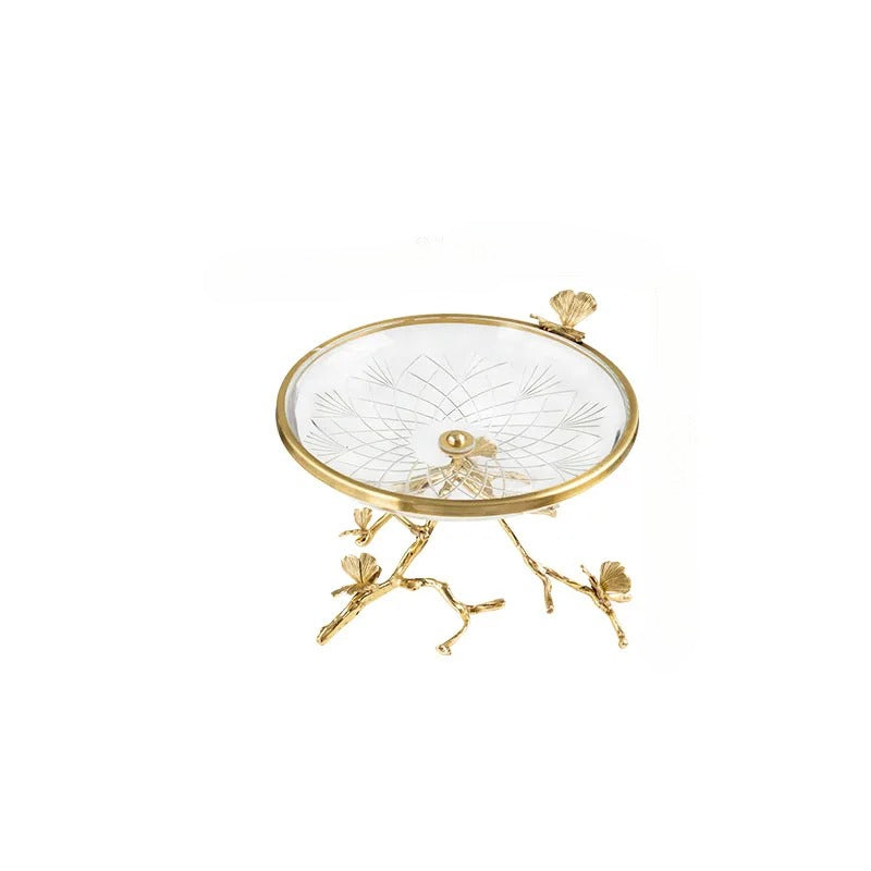 Glass Top Brass Fruit Tray For Party / Ruchi