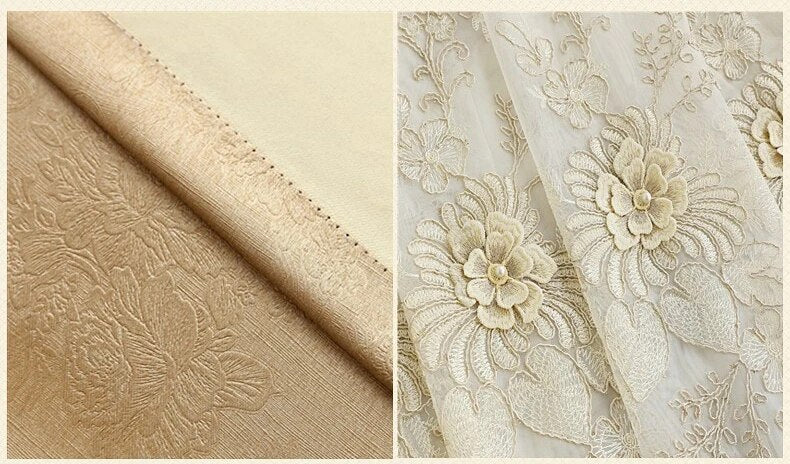 Polyester Tulle Window Curtain With Flower Embroidery / Ruchi