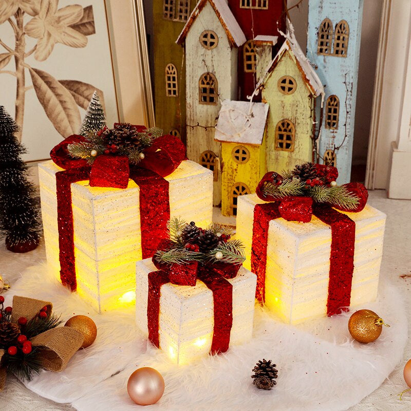 3 Pieces Transparent Christmas Cubical Metal Gift Box / Ruchi