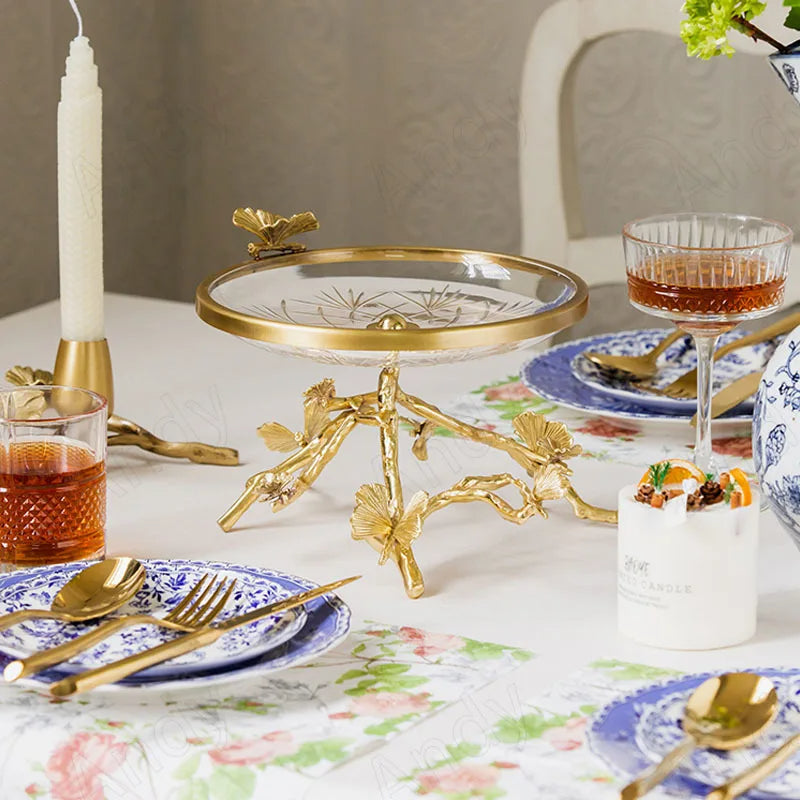 Glass Top Brass Fruit Tray For Party / Ruchi