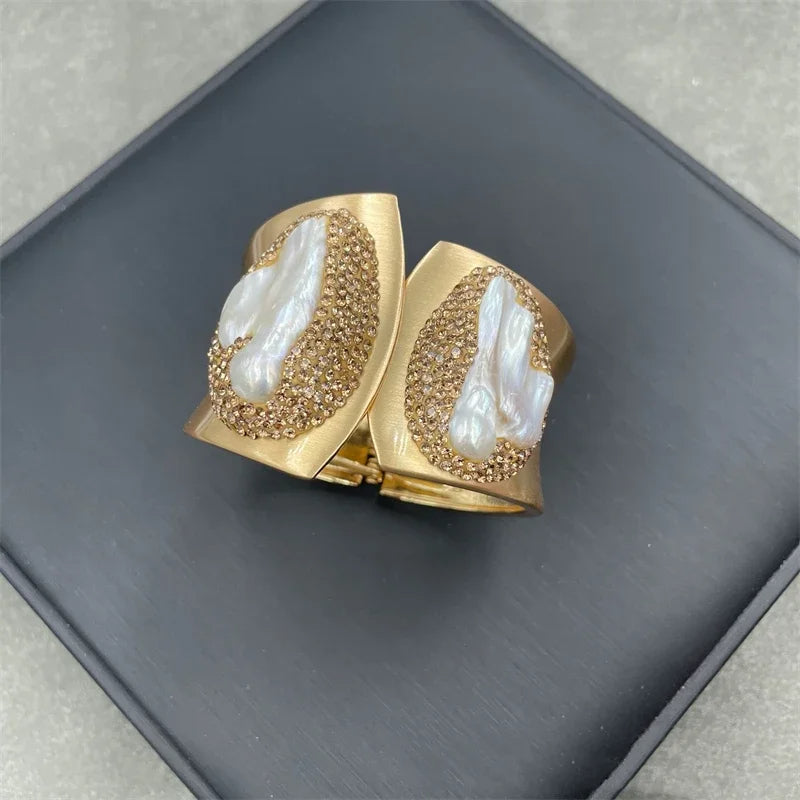 Modern Baroque Style Pearl Cuff Bracelet / Ruchi