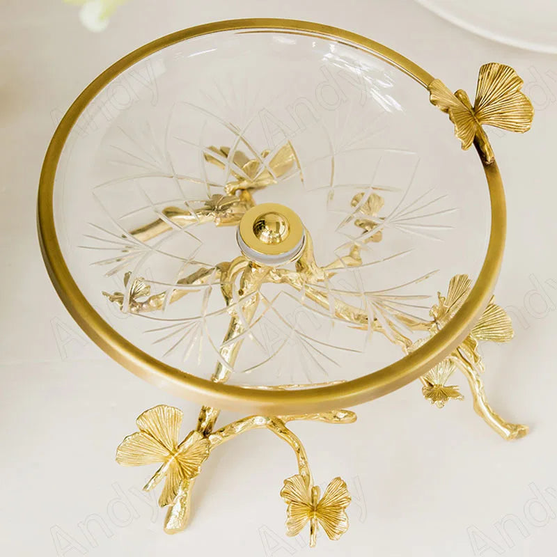 Glass Top Brass Fruit Tray For Party / Ruchi