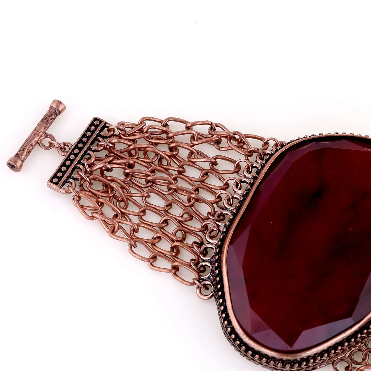 Modern Vintage Red Metallic Stone Bracelet / Ruchi