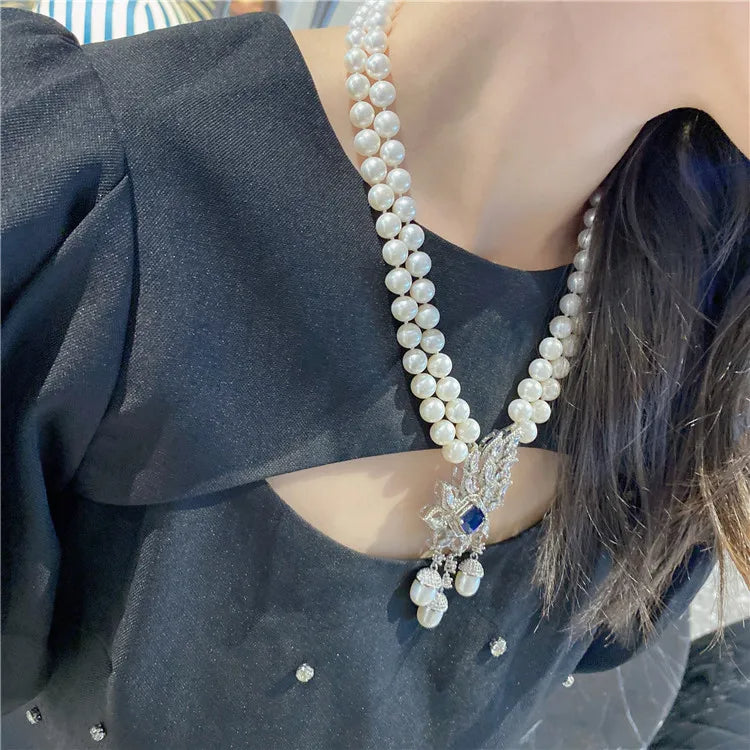 Double Strand Pearl CZ Necklace / Ruchi