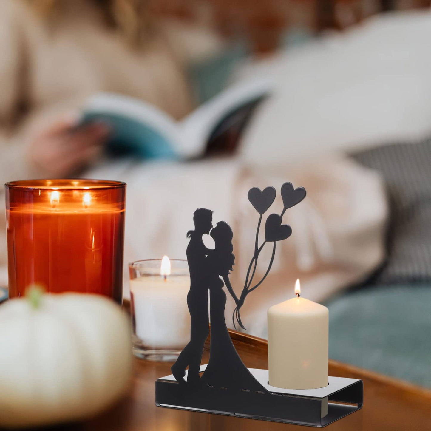 Romantic Couple Decorative Metal Candle Holder / Ruchi