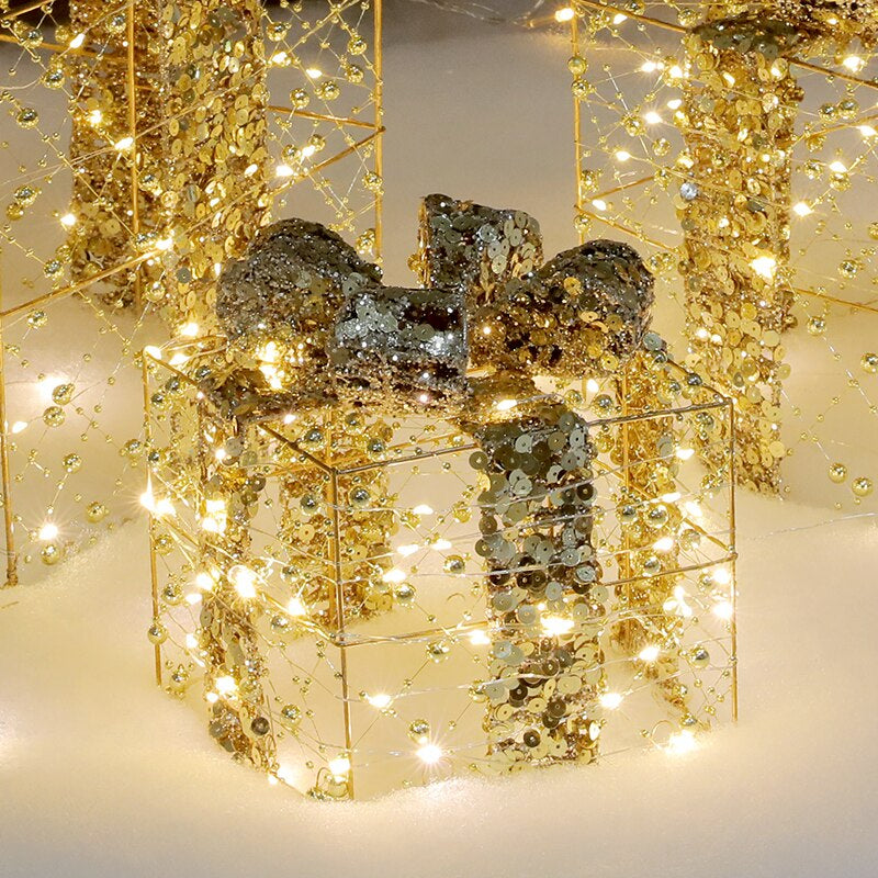 3 Pieces Transparent Christmas Cubical Metal Gift Box / Ruchi