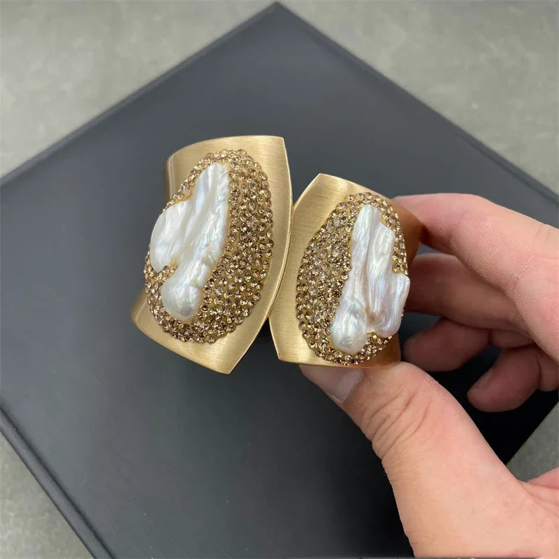 Modern Baroque Style Pearl Cuff Bracelet / Ruchi