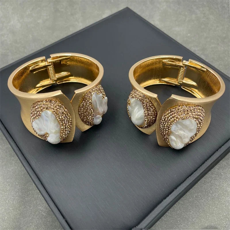 Modern Baroque Style Pearl Cuff Bracelet / Ruchi