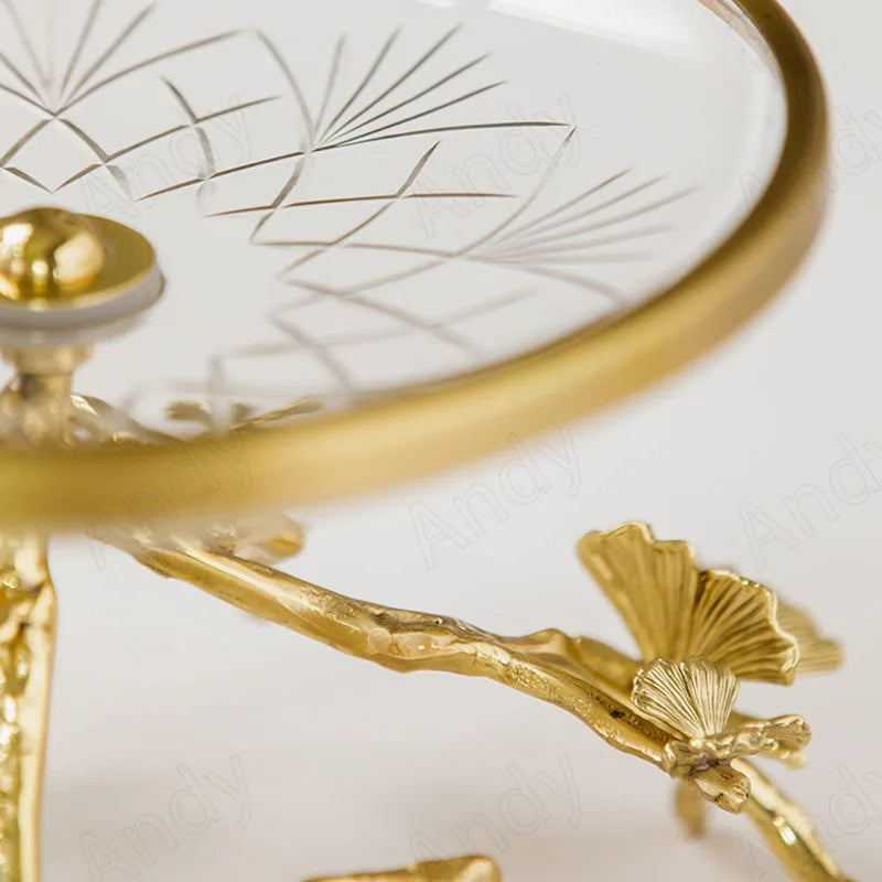 Glass Top Brass Fruit Tray For Party / Ruchi