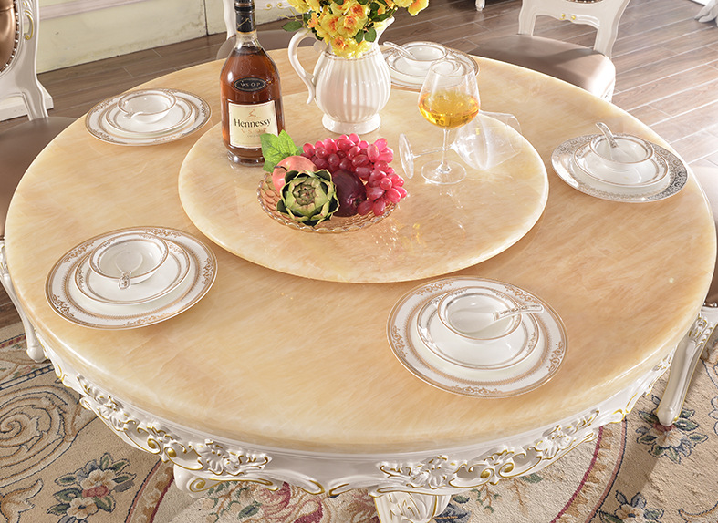 Marble Dining Table Set In Round European / Ruchi