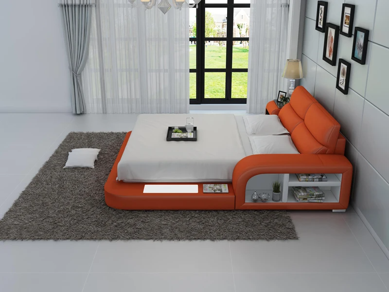 Modern LED Platform Leather Bed / Ruchi