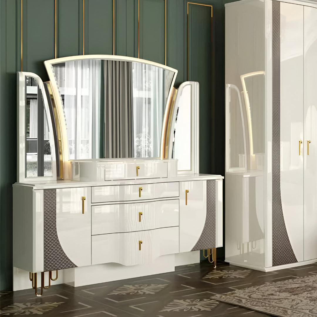Modern Leather Upholstered Bedroom Set / Ruchi
