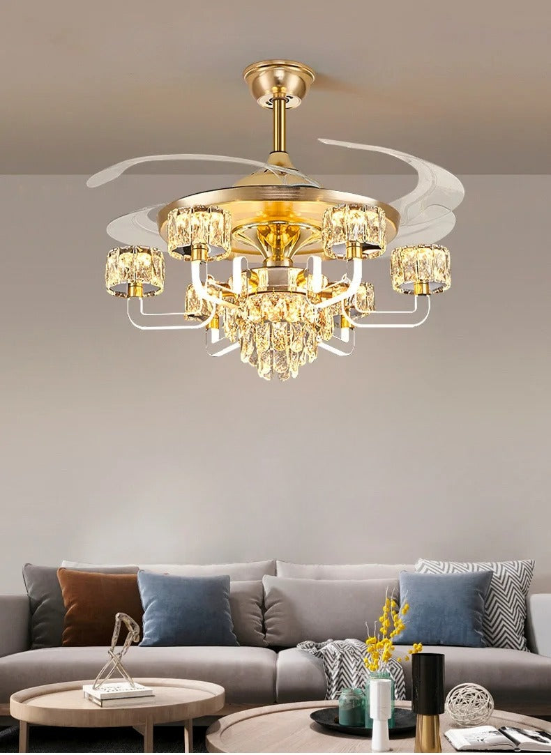 Remote Control LED Crystal Ceiling Fan Light / Ruchi