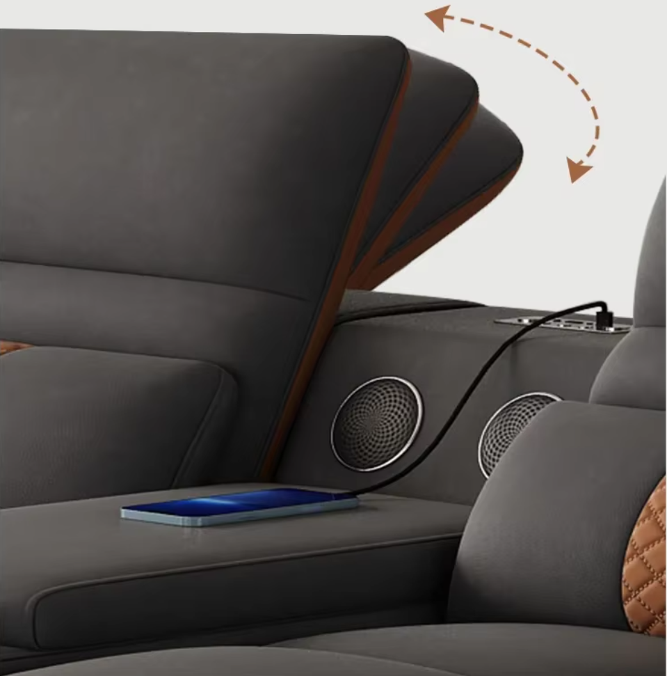Head Massager Leather Sectional Sofa