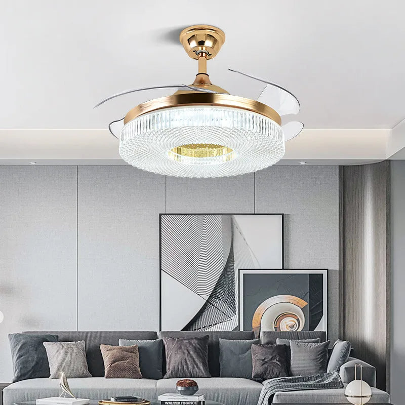 Modern Remote Control LED Ceiling Fan Light / Ruchi