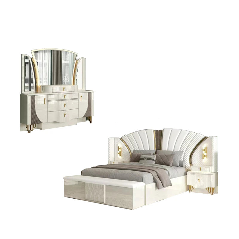 Modern Leather Upholstered Bedroom Set / Ruchi