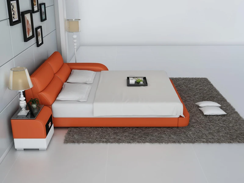 Modern LED Platform Leather Bed / Ruchi