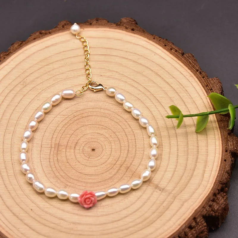 Pink Rose Pearl Petal Necklace / Ruchi