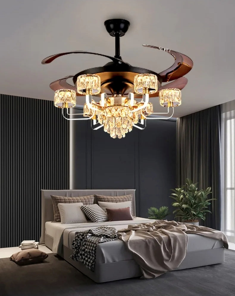 Remote Control LED Crystal Ceiling Fan Light / Ruchi