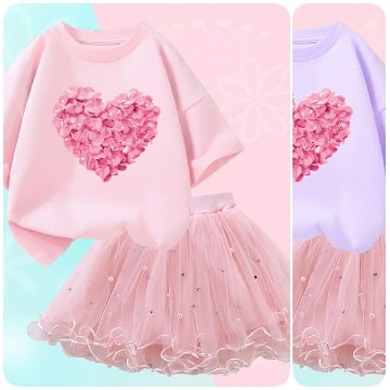 Luxury Cordiform Design Printed Girl's Dress / Ruchi