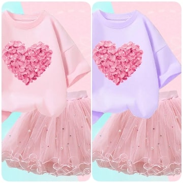 Luxury Cordiform Design Printed Girl's Dress / Ruchi