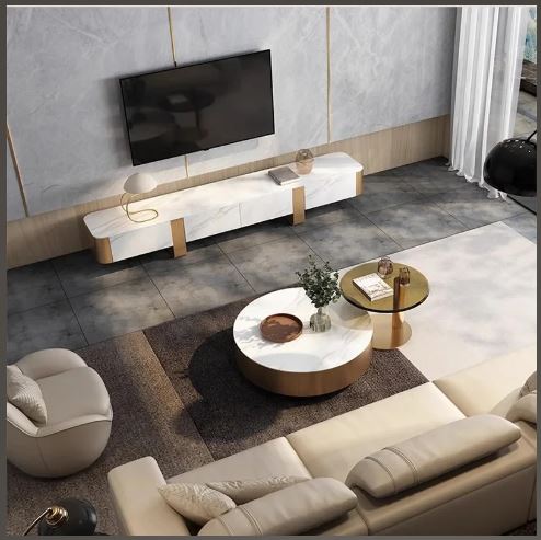 Modern Round Coffee Table With Storage / Ruchi