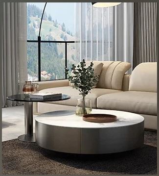 Modern Round Coffee Table With Storage / Ruchi