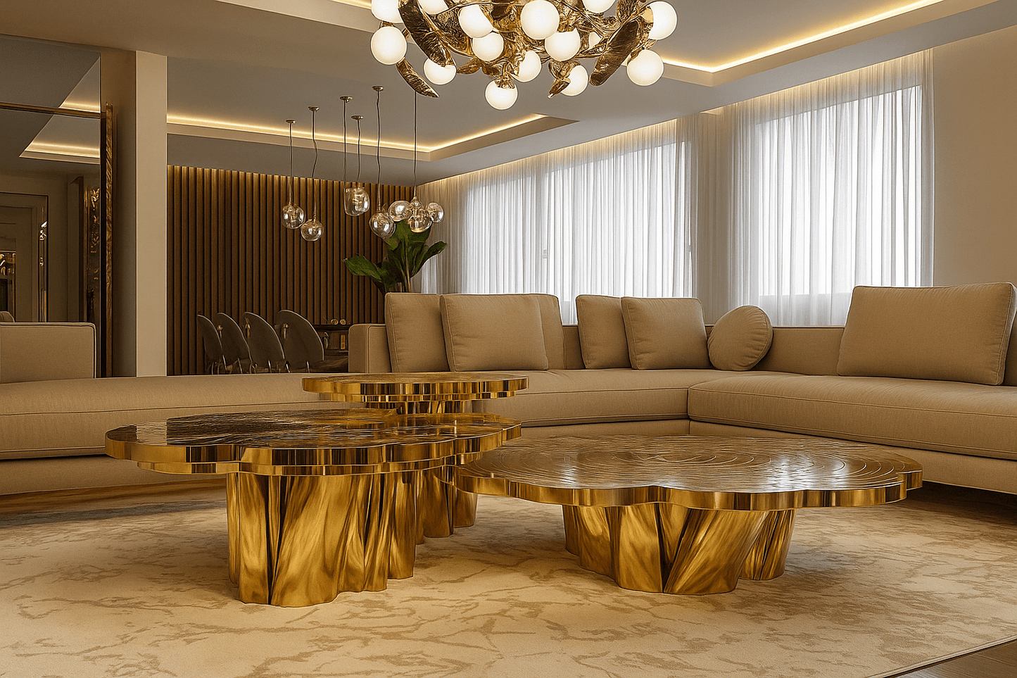 3 Piece Luxury Metal Coffee Table / Ruchi
