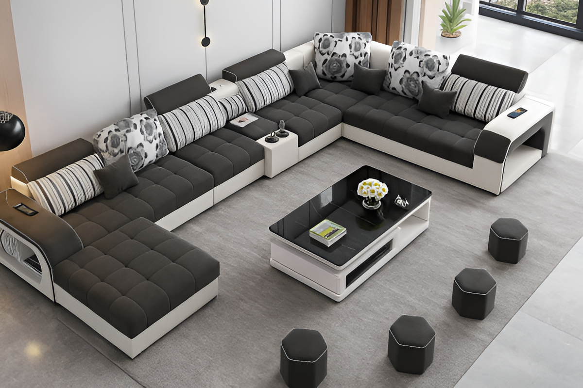 Modern Multifunctional Microfiber Modular Sectional Sofa / Ruchi