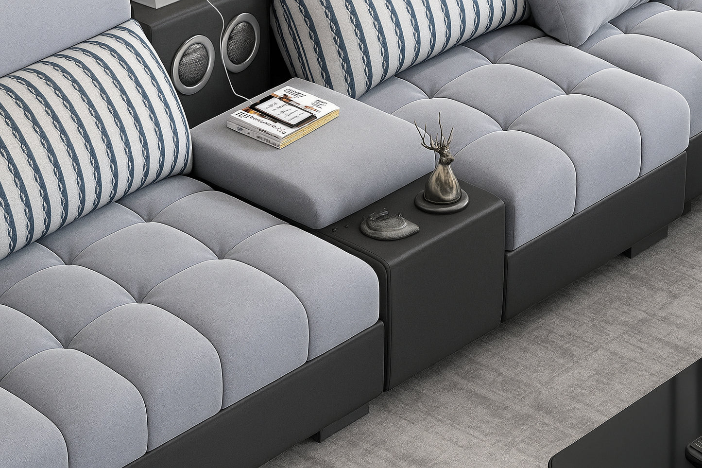 Modern Multifunctional Microfiber Modular Sectional Sofa / Ruchi